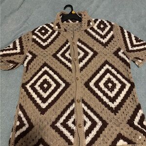 Men's Geometric Pattern Casual Button Down Shirt